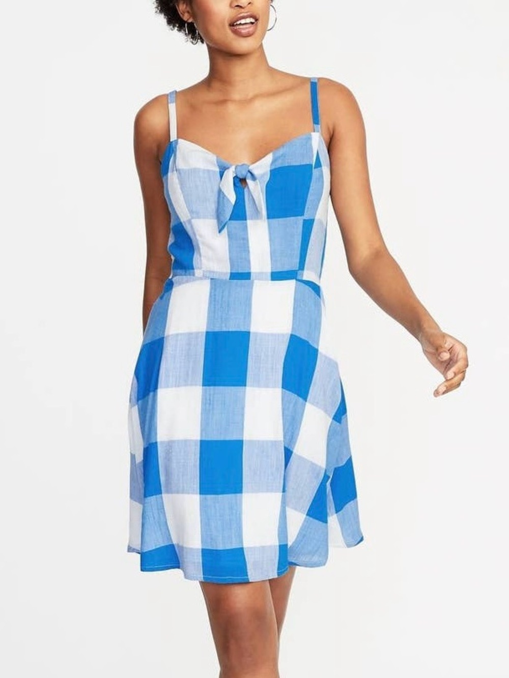 Small Blue & White Gingham Check Smocked Sundress Summer Picnic Dress Retro